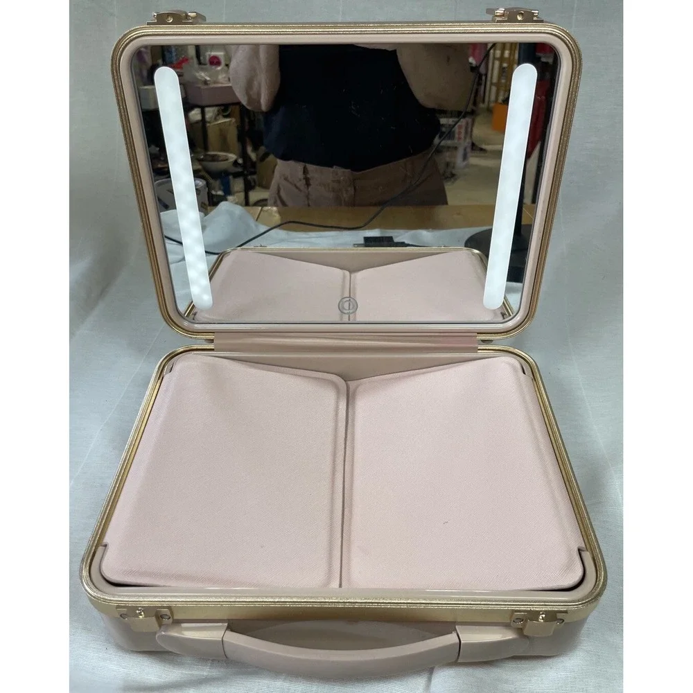 ROWNYEON Travel Makeup Case With Light Up Mirror - Portable Organizer and Train